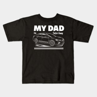 My dad is subie gang white print Kids T-Shirt